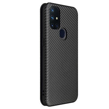 OnePlus Nord N10 5G Flip Cover - Karbonfiber - Sort