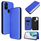 OnePlus Nord N10 5G Flip Cover - Karbonfiber - Blå