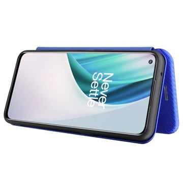 OnePlus Nord N10 5G Flip Cover - Karbonfiber - Blå