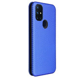 OnePlus Nord N10 5G Flip Cover - Karbonfiber - Blå