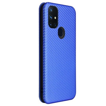 OnePlus Nord N10 5G Flip Cover - Karbonfiber - Blå