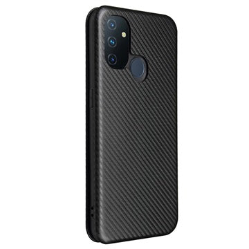 OnePlus Nord N100 Flip Cover - Karbonfiber - Sort