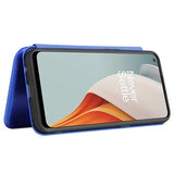 OnePlus Nord N100 Flip Cover - Karbonfiber - Blå