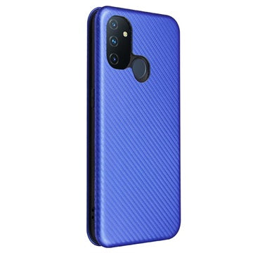 OnePlus Nord N100 Flip Cover - Karbonfiber - Blå