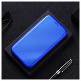 OnePlus Nord N100 Flip Cover - Karbonfiber - Blå