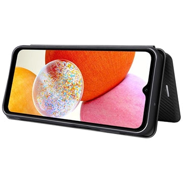 Samsung Galaxy A14/A14 5G Flip Cover - Karbonfiber - Sort