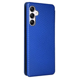 Samsung Galaxy A14/A14 5G Flip Cover - Karbonfiber - Blå