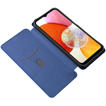 Samsung Galaxy A14/A14 5G Flip Cover - Karbonfiber - Blå