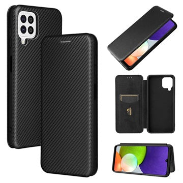 Samsung Galaxy A22 4G Flip Cover - Karbonfiber - Sort
