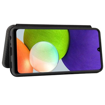 Samsung Galaxy A22 4G Flip Cover - Karbonfiber - Sort