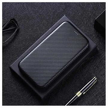 Samsung Galaxy A22 4G Flip Cover - Karbonfiber - Sort