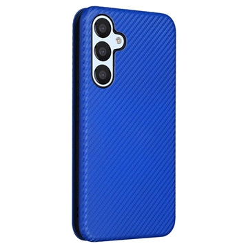 Samsung Galaxy A34 5G Flip Cover - Karbonfiber - Blå
