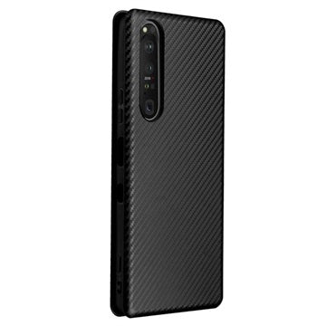 Sony Xperia 1 III Flip Cover - Karbonfiber - Sort