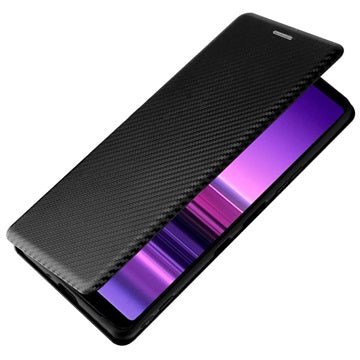 Sony Xperia 1 III Flip Cover - Karbonfiber - Sort