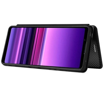 Sony Xperia 1 III Flip Cover - Karbonfiber - Sort