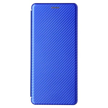 Sony Xperia 1 III Flip Cover - Karbonfiber - Blå