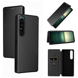 Sony Xperia 1 IV Flip Cover - Karbonfiber - Sort