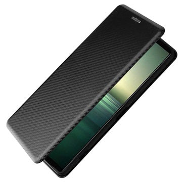 Sony Xperia 1 IV Flip Cover - Karbonfiber - Sort