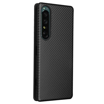 Sony Xperia 1 IV Flip Cover - Karbonfiber - Sort