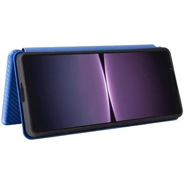 Sony Xperia 1 V Flip Cover - Karbonfiber - Blå