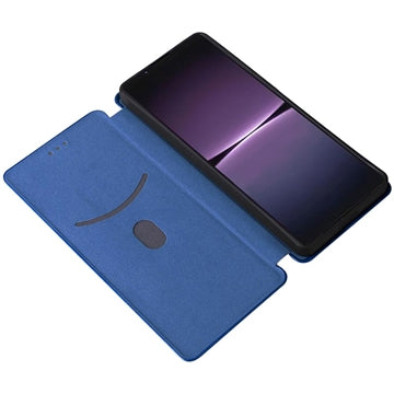Sony Xperia 1 V Flip Cover - Karbonfiber - Blå