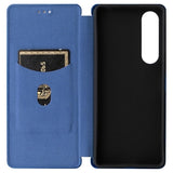 Sony Xperia 1 V Flip Cover - Karbonfiber - Blå