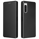 Sony Xperia 10 V Flip Cover - Karbonfiber - Sort