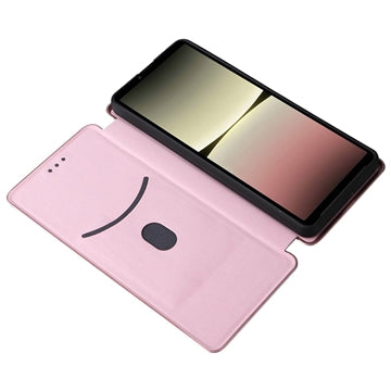 Sony Xperia 10 V Flip Cover - Karbonfiber - Rødguld