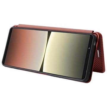 Sony Xperia 5 IV Flip Cover - Karbonfiber - Brun