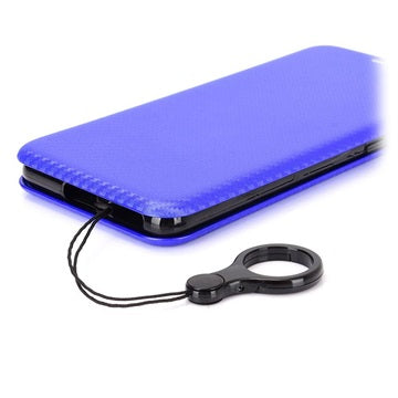 iPhone 13 Mini Flip Cover - Karbonfiber - Blå