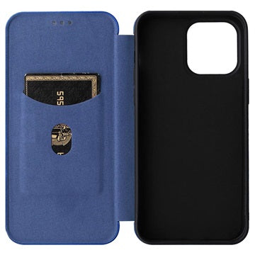 iPhone 14 Pro Flip Cover - Karbonfiber - Blå