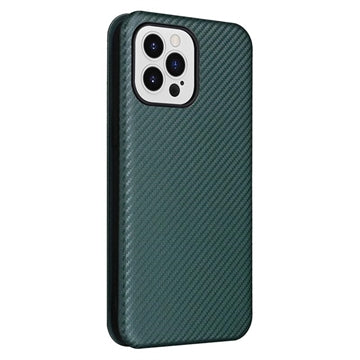 iPhone 14 Pro Flip Cover - Karbonfiber - Grøn