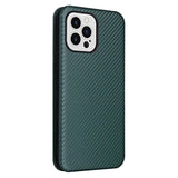 iPhone 14 Pro Flip Cover - Karbonfiber - Grøn