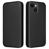 iPhone 15 Flip Cover - Karbonfiber - Sort