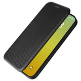 iPhone 15 Flip Cover - Karbonfiber - Sort
