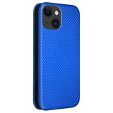 iPhone 15 Flip Cover - Karbonfiber - Blå