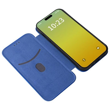 iPhone 15 Flip Cover - Karbonfiber - Blå