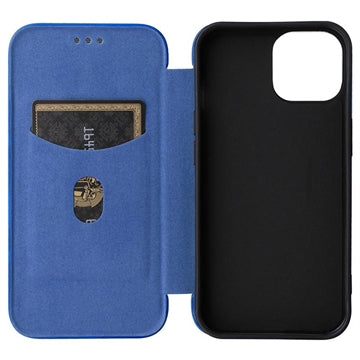 iPhone 15 Flip Cover - Karbonfiber - Blå