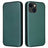 iPhone 15 Flip Cover - Karbonfiber - Grøn