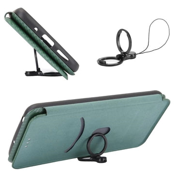 iPhone 15 Flip Cover - Karbonfiber - Grøn