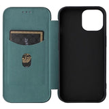iPhone 15 Flip Cover - Karbonfiber - Grøn