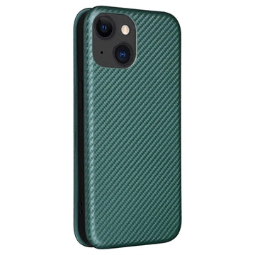 iPhone 15 Flip Cover - Karbonfiber - Grøn
