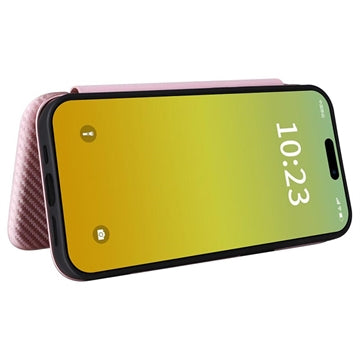 iPhone 15 Flip Cover - Karbonfiber - Rødguld