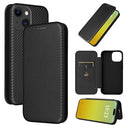 iPhone 15 Plus Flip Cover - Karbonfiber - Sort