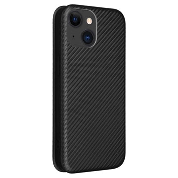 iPhone 15 Plus Flip Cover - Karbonfiber - Sort