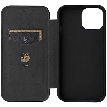 iPhone 15 Plus Flip Cover - Karbonfiber - Sort