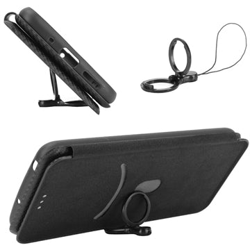 iPhone 15 Plus Flip Cover - Karbonfiber - Sort