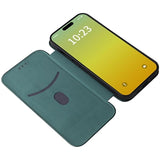 iPhone 15 Plus Flip Cover - Karbonfiber - Grøn