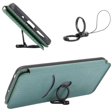 iPhone 15 Plus Flip Cover - Karbonfiber - Grøn