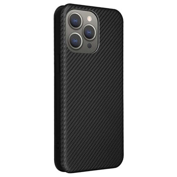 iPhone 15 Pro Max Flip Cover - Karbonfiber - Sort